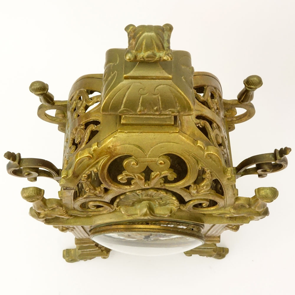 19th Century French Ormolu Pierced Gilt Bronze Mantle Clock