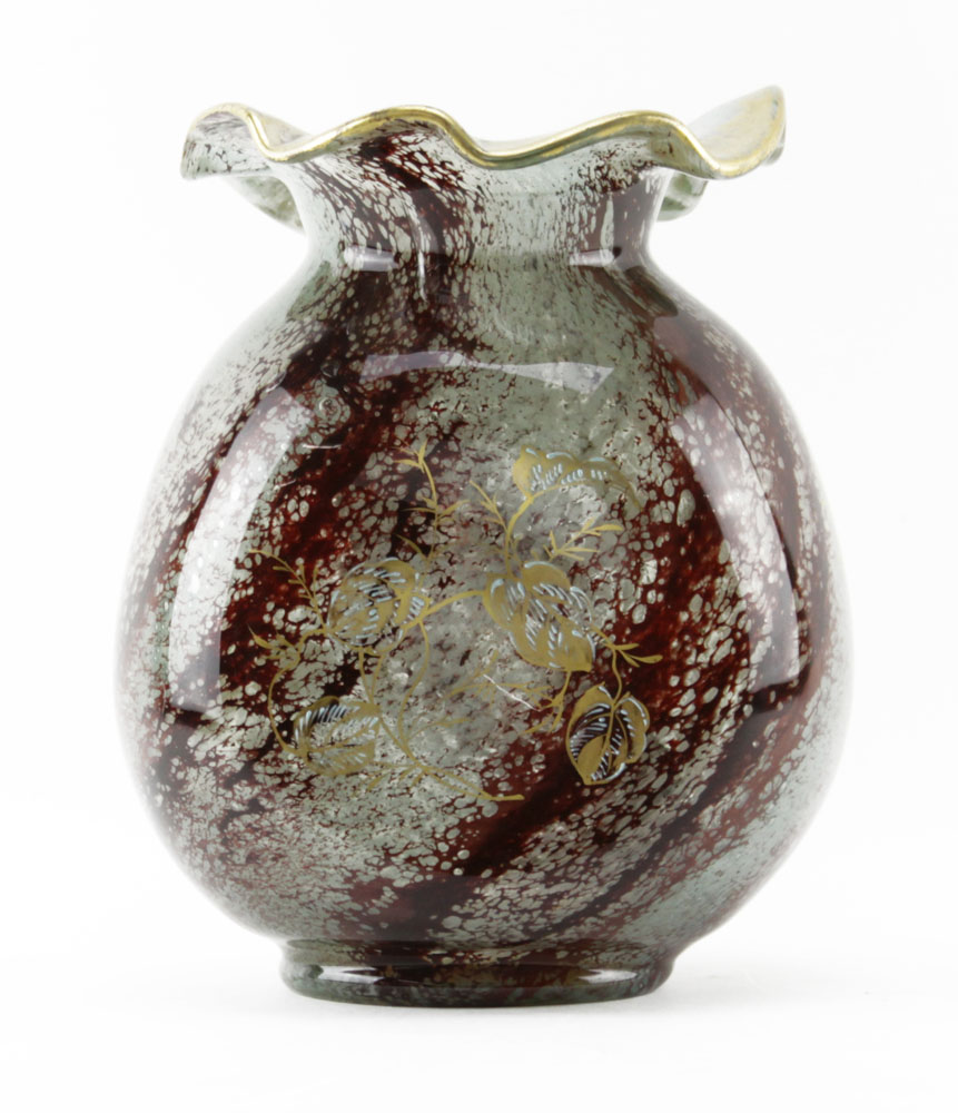 Moser Gilt Hand Painted Art Glass Vase