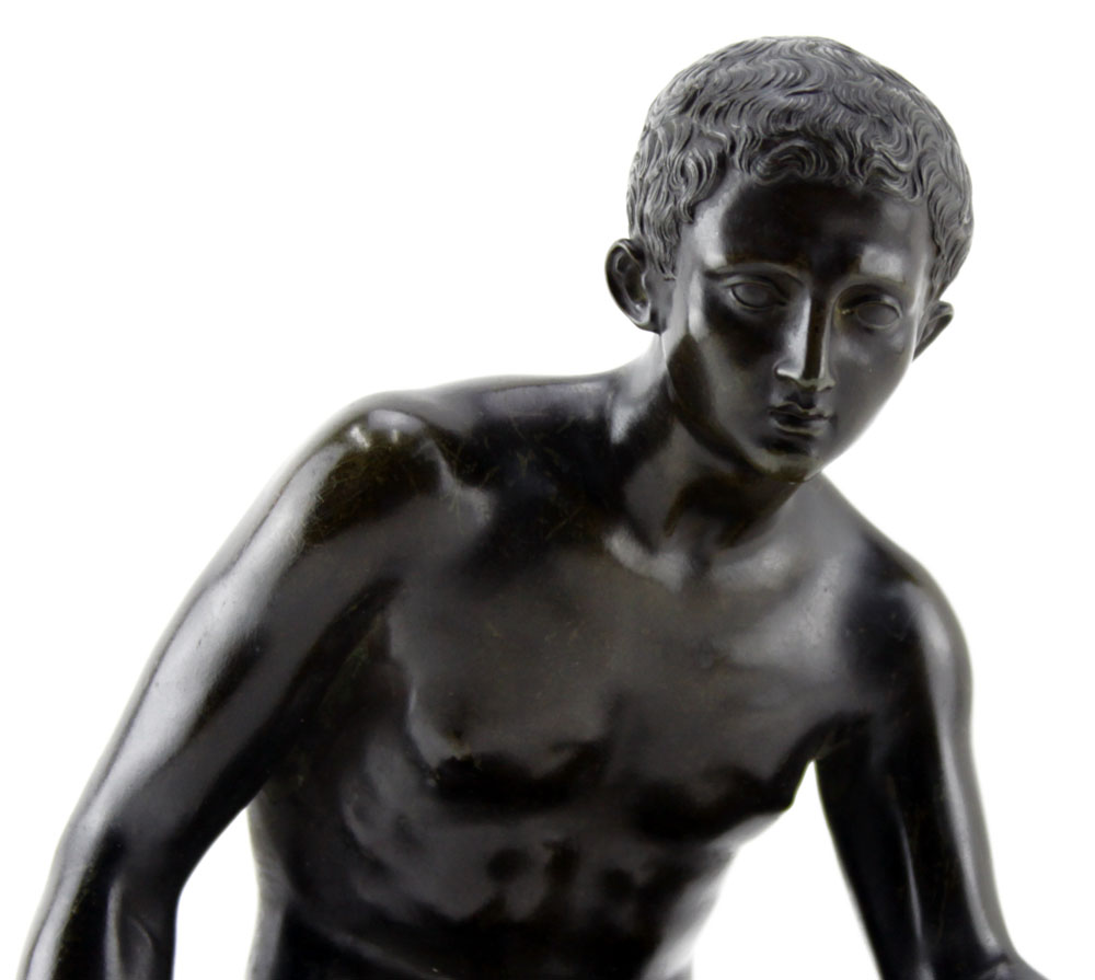 Antique Bronze Mythological Figure of a Nude Seated Mercury.