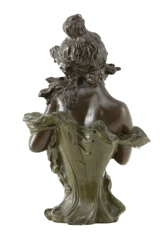 Alfred J. Foretay, French (1861-1944) Art Nouveau Bronze Bust of a Young Nymp