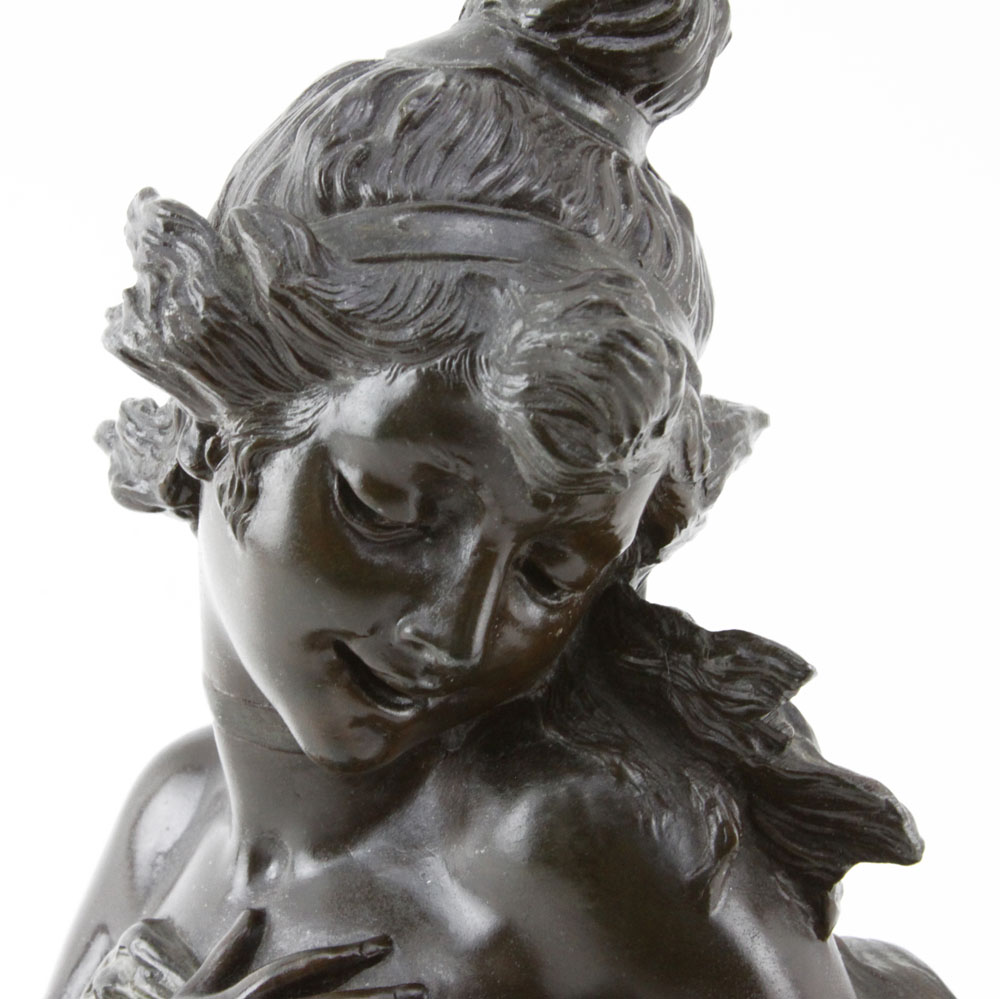 Alfred J. Foretay, French (1861-1944) Art Nouveau Bronze Bust of a Young Nymp