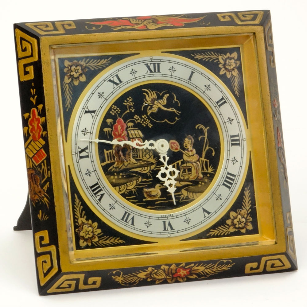 Circa 1970s Chelsea Clock Co. "The Chinese Lacquer" Model Clock