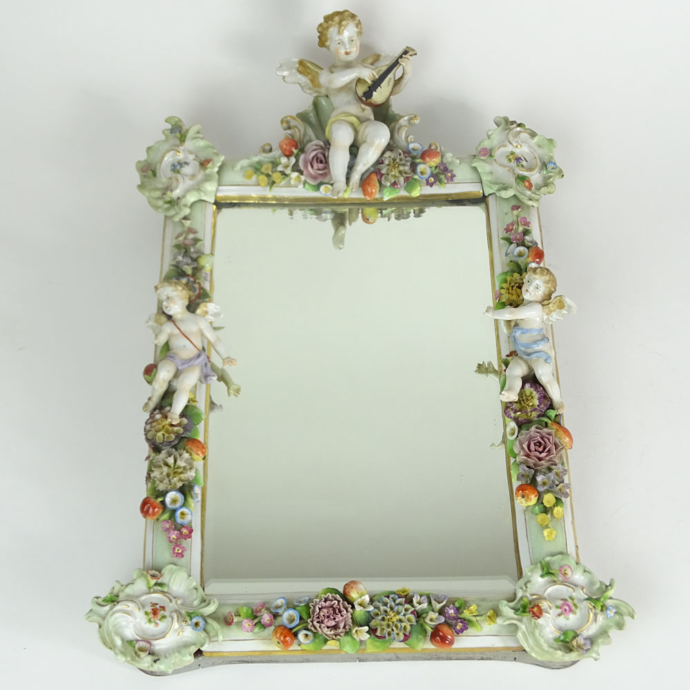 20th Century Dresden Porcelain Figural Mirror