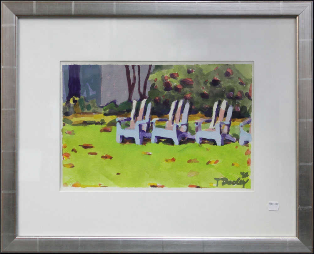 Tom Dooley, American (20th Century) Watercolor on Paper, "Adirondack Chairs"