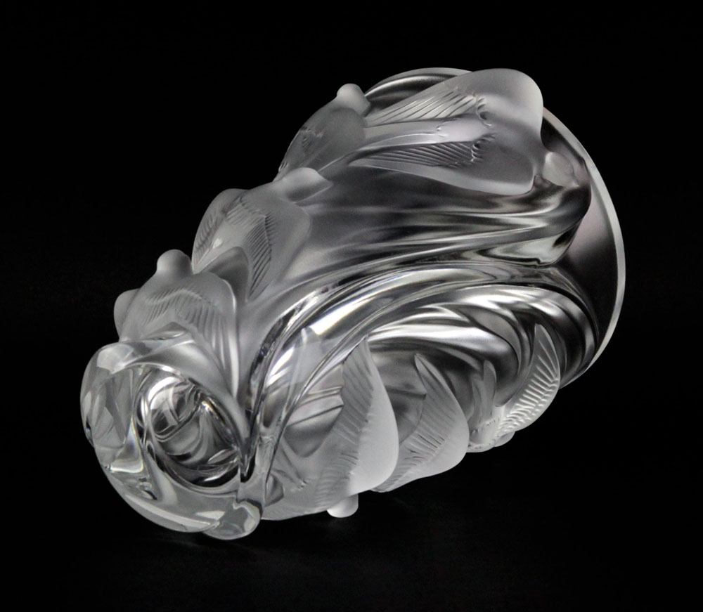 Lalique France "Martinets" Frosted Crystal Vase. 