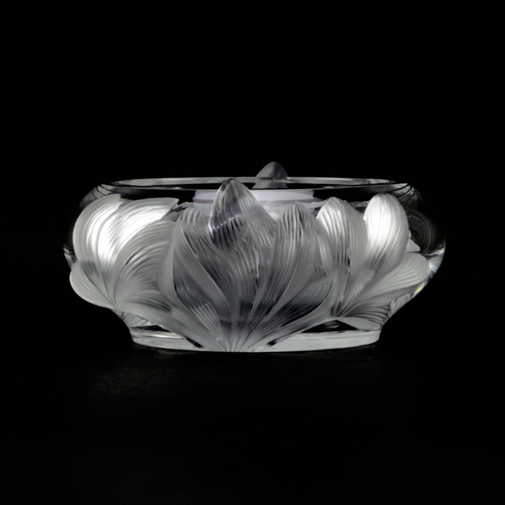 Lalique France "Pivionne" Water Lily Crystal Bowl. 