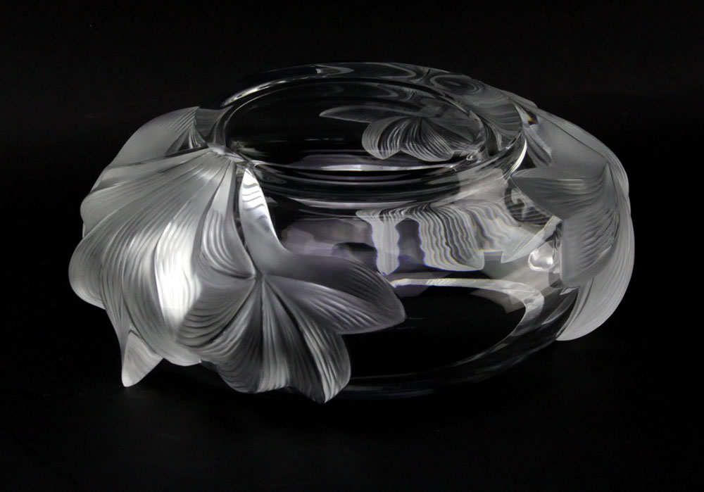 Lalique France "Pivionne" Water Lily Crystal Bowl. 