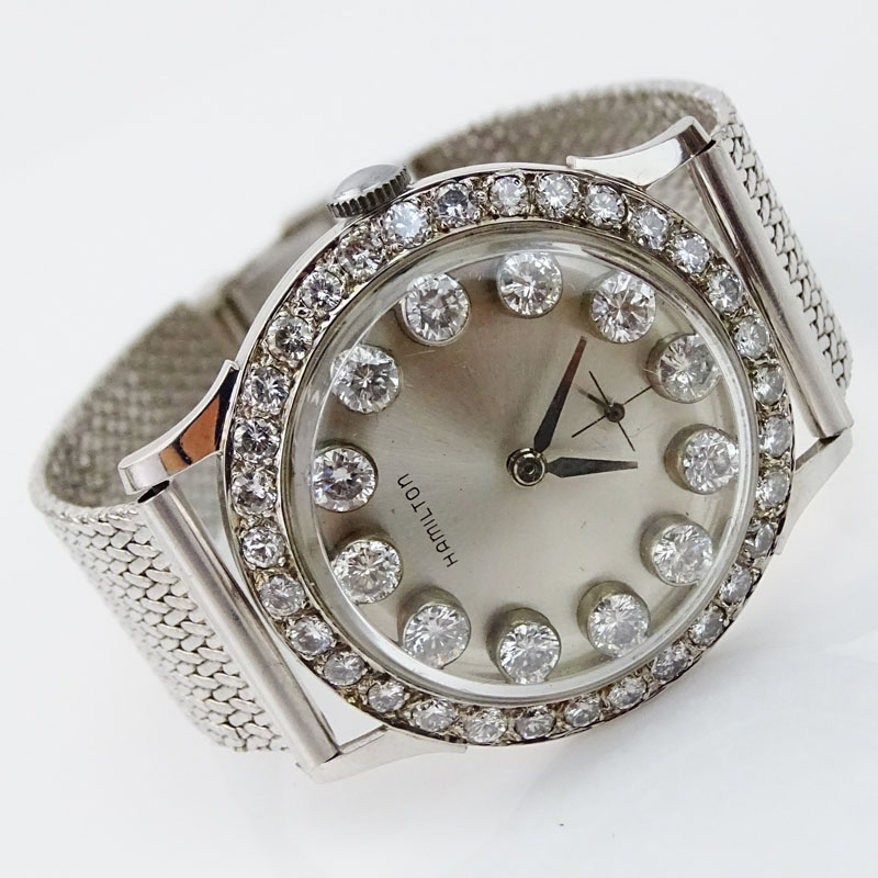 Men's Vintage Hamilton 14 Karat White Gold Manual Movement Bracelet Watch