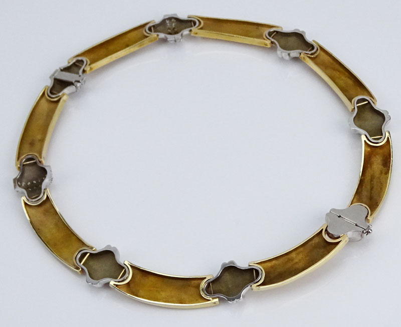 Heavy 14 Karat Yellow and White Gold Necklace Accented with Approx