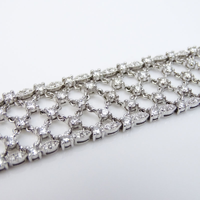Lady's Buccellati style Approx. 10.0 Carat Diamond and 18 karat White Gold Bracelet.