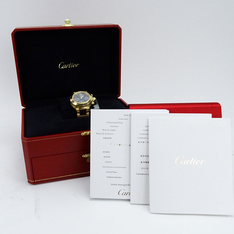 Men's Cartier 18 Karat Yellow Gold Pasha Seatimer Chronograph Watch with Calibre 8630 Automatic Self Winding Movement