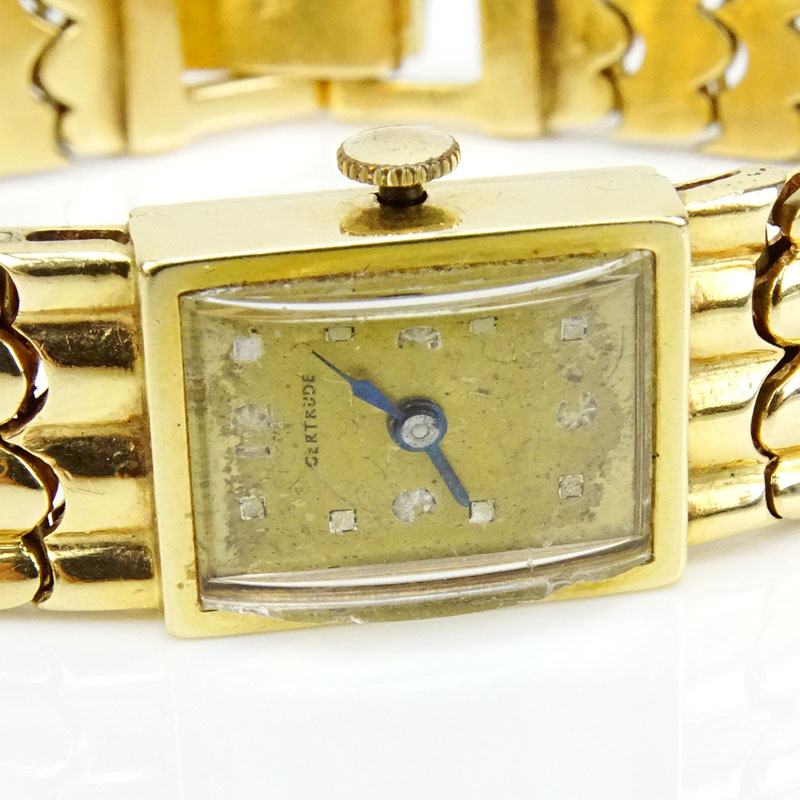 Lady's Vintage 14 Karat Yellow Gold Gertrude Bracelet Watch with manual Movement