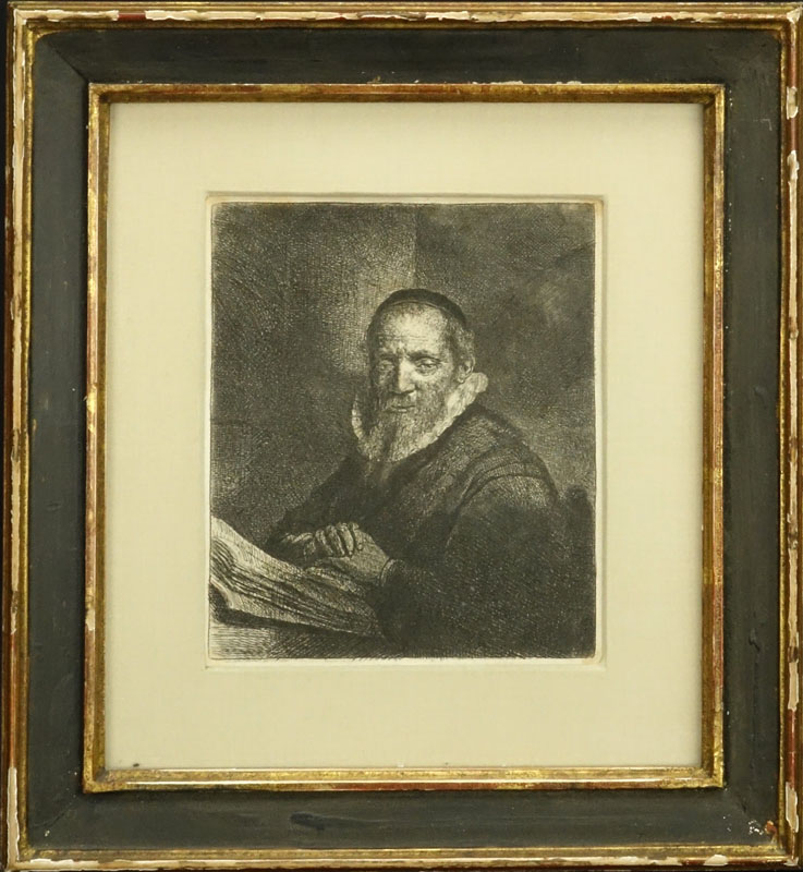 after: Rembrandt van Rijn Dutch (1606-1669) Etching Drypoint and Engraving "Jan Cornelis Sylvius, preacher" Circa 1816, London