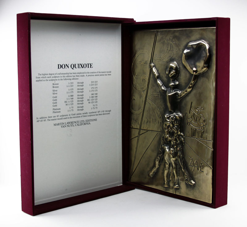 Salvador Dali Bas Relief Limited Edition Sculpture "Don Quixote"  Bronze patina