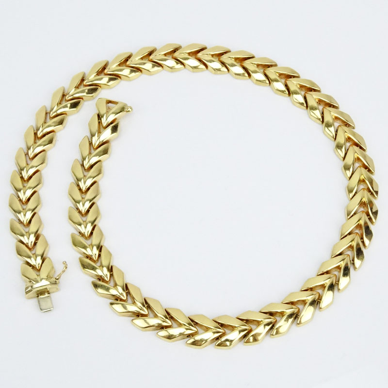 Vintage Italian 14 Karat Yellow Gold Chevron Link Necklace