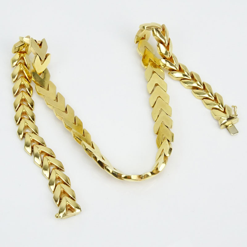 Vintage Italian 14 Karat Yellow Gold Chevron Link Necklace
