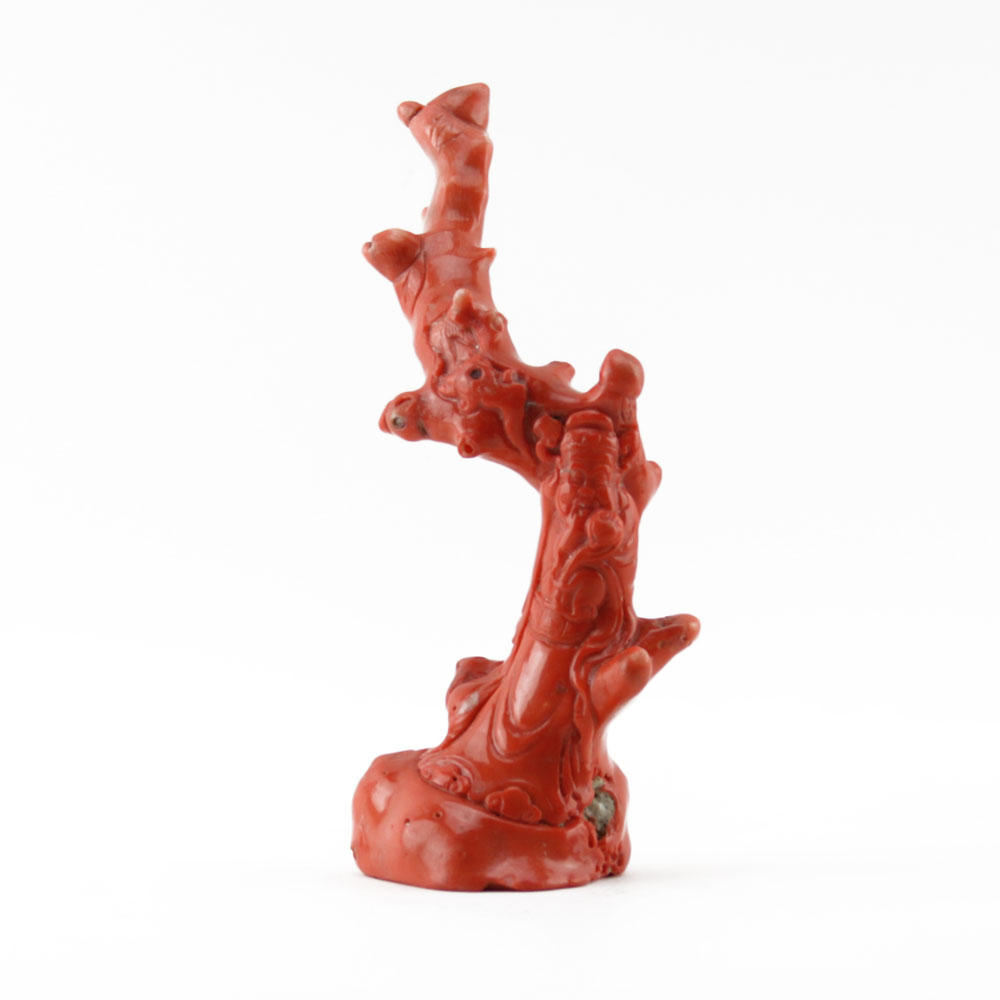 Vintage Chinese Red Coral Carved Figural Group