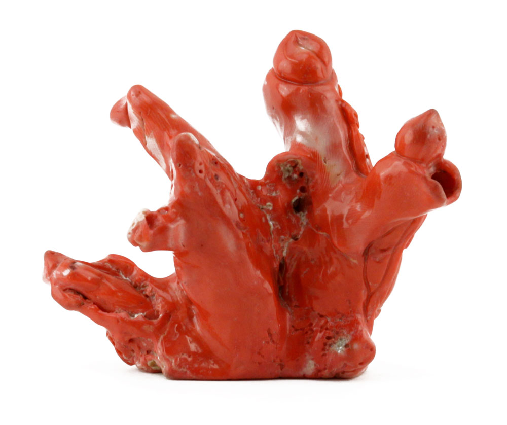 Vintage Chinese Red Coral Carved Figural Group