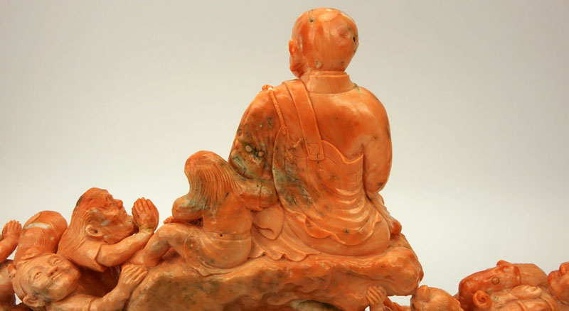Rare Chinese 17/18th Century Chai-Ch'ing Dynasty Angel Skin and Melon Color Coral Group