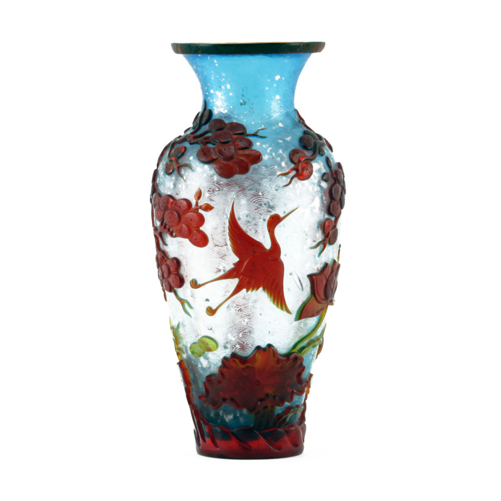 Antique Chinese Peking Glass Cameo Vase
