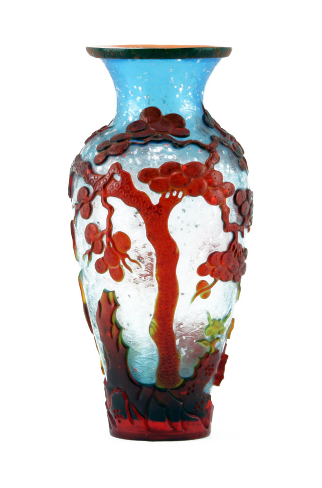 Antique Chinese Peking Glass Cameo Vase