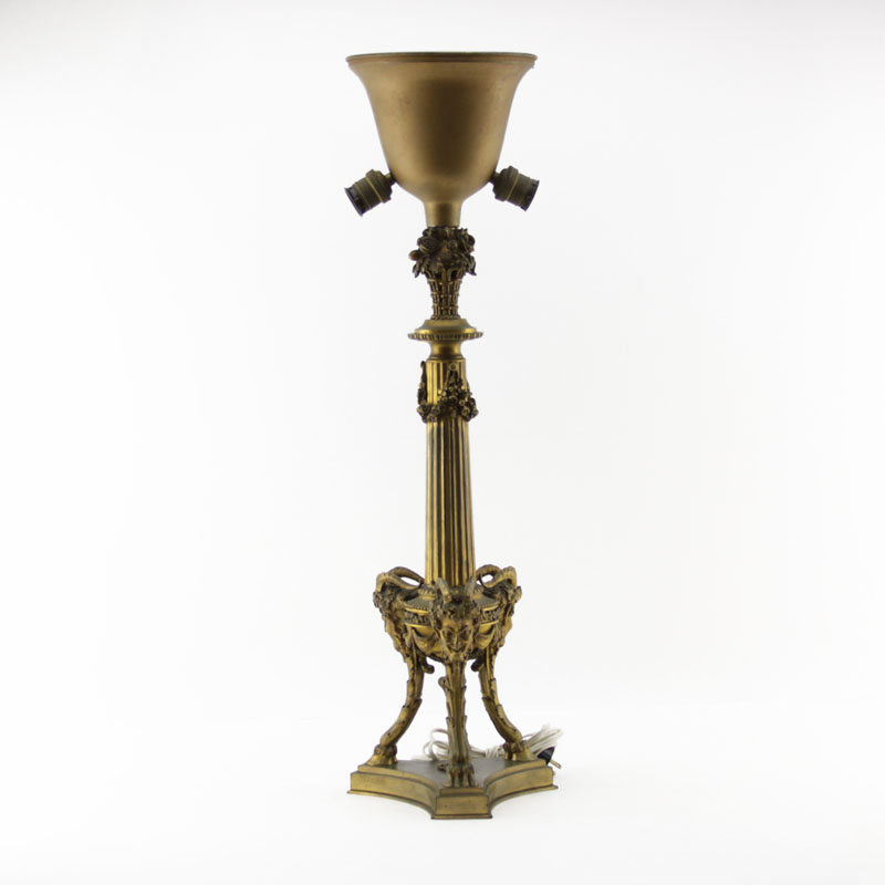 19th Century Gilt Bronze Candelabrum Mounted as Lamp