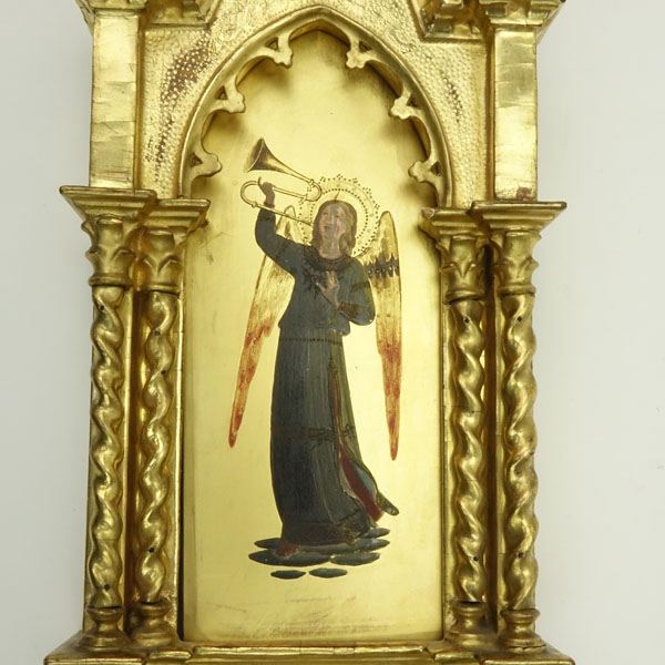 Antique Russian Gilt Wood Painted Icon