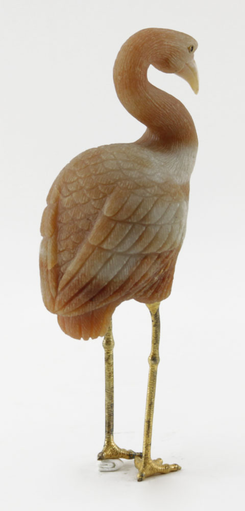 Faberge Imperial Collection Aventurine Standing Flamingo Bird in Original Velvet Box