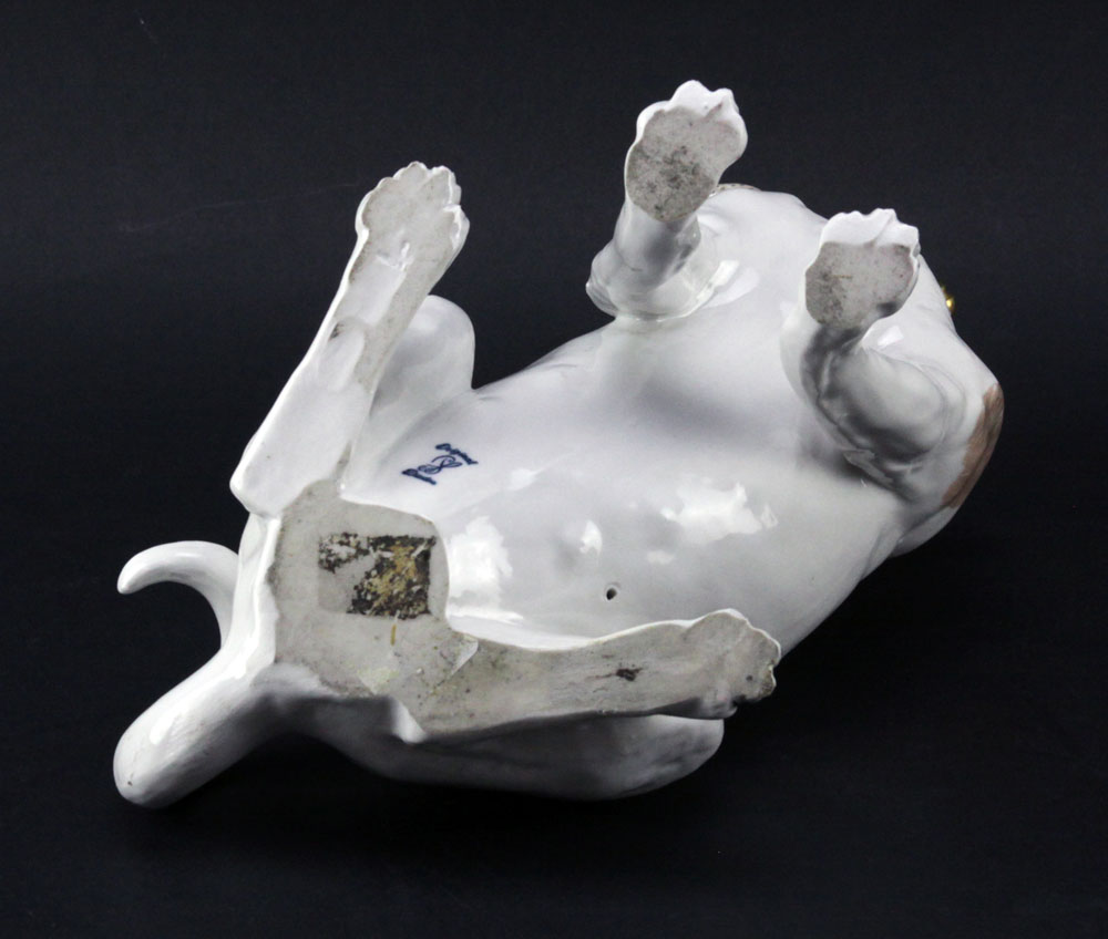 Antique Dresden Hand Painted Porcelain Bulldog Figurine