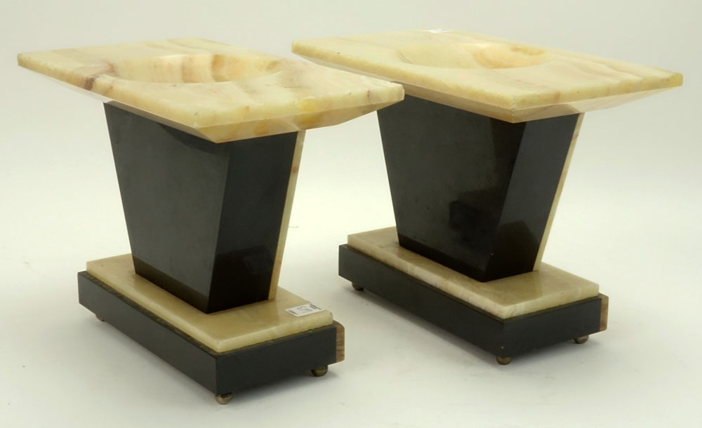 Pair of French Art Deco Marble Coupes