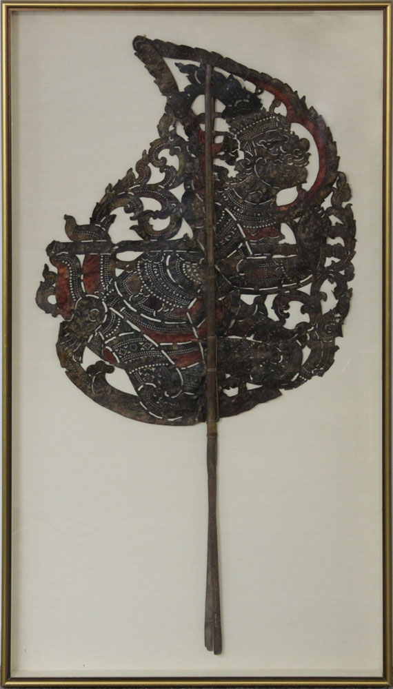 Large Framed Indonesian Leather Shadow Puppet