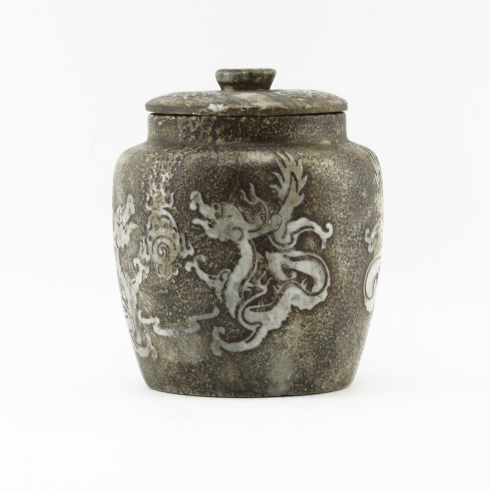 Chinese Carved Soapstone Covered Jar