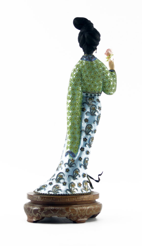 Japanese Enamel and Ivory Geisha Figurine