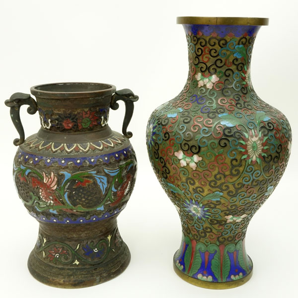 Two (2) Vintage Asian Cloisonne Vases