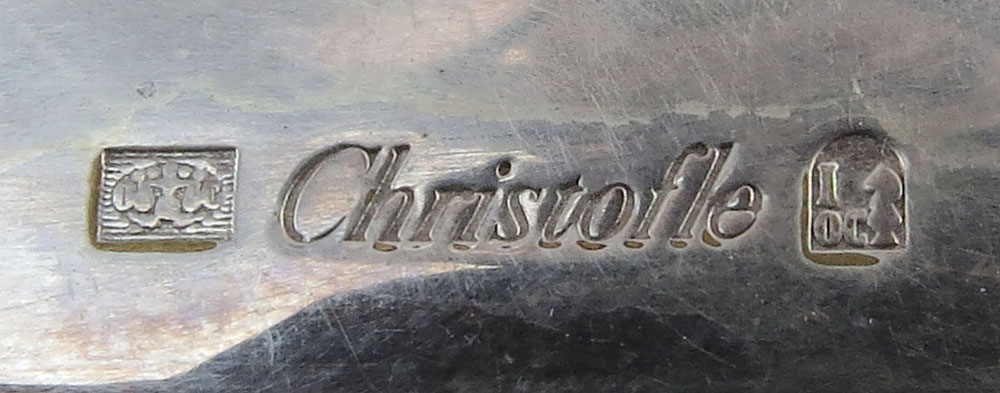 Grouping of Christofle "Vertigo" Silver Plated Candlesticks and 3-Part Appetizer Dish
