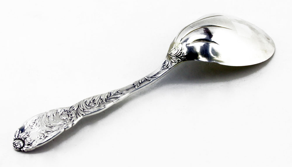 Antique Tiffany & Co Sterling Silver "Chrysanthemum" Berry Casserole Spoon with Kidney Bowl