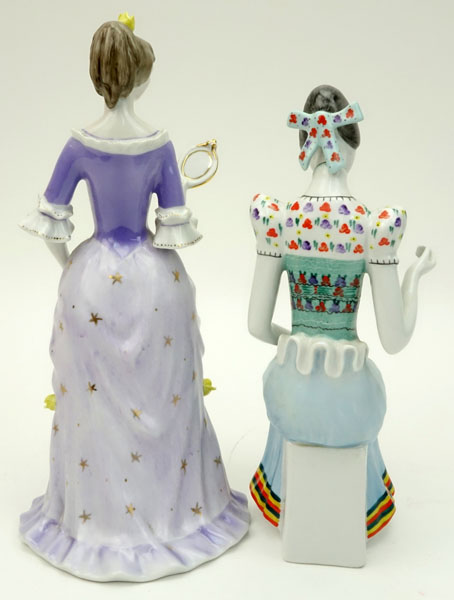 Grouping of Two (2) Hollohaza Hungary Porcelain Figurines of Women