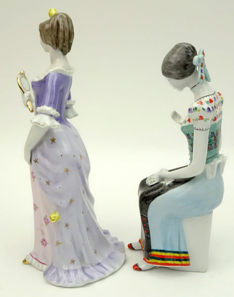 Grouping of Two (2) Hollohaza Hungary Porcelain Figurines of Women
