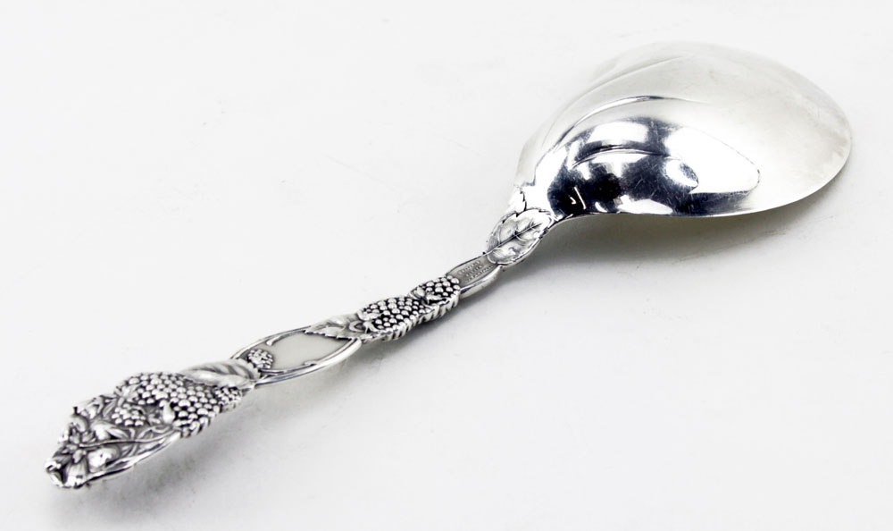 Antique Tiffany & Co Sterling Silver "Blackberry" Berry Casserole Spoon with Kidney Bowl