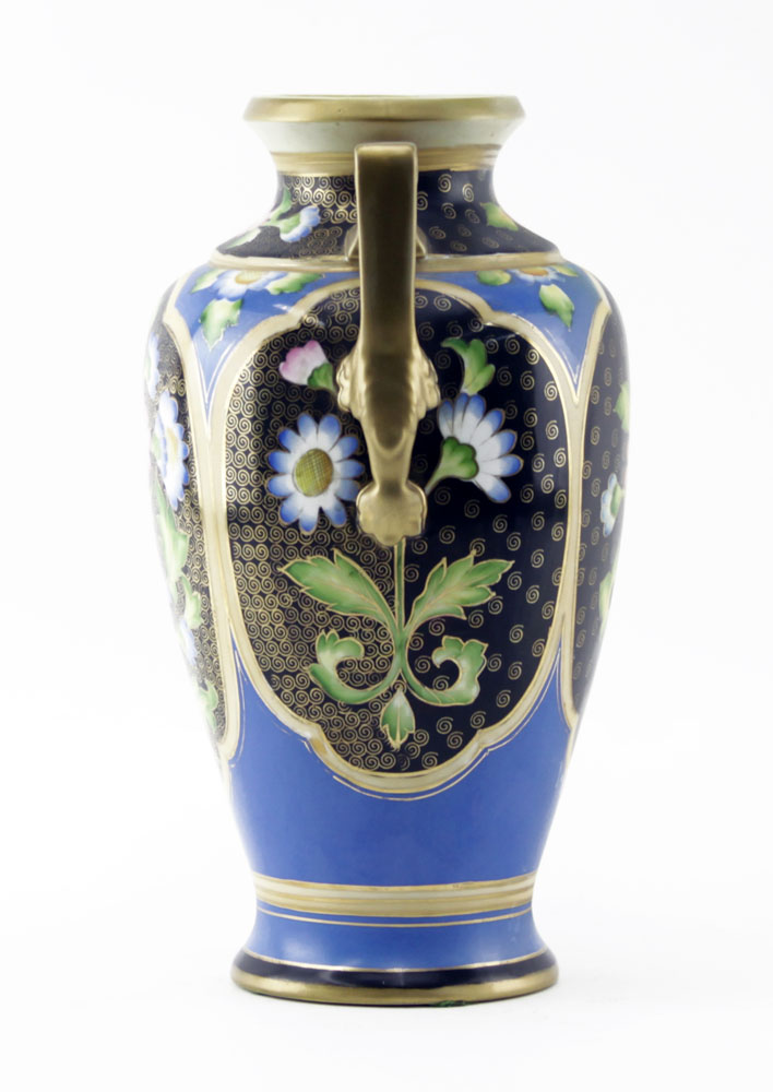 Japanese Handled Gilt Hand Painted Nippon Vase