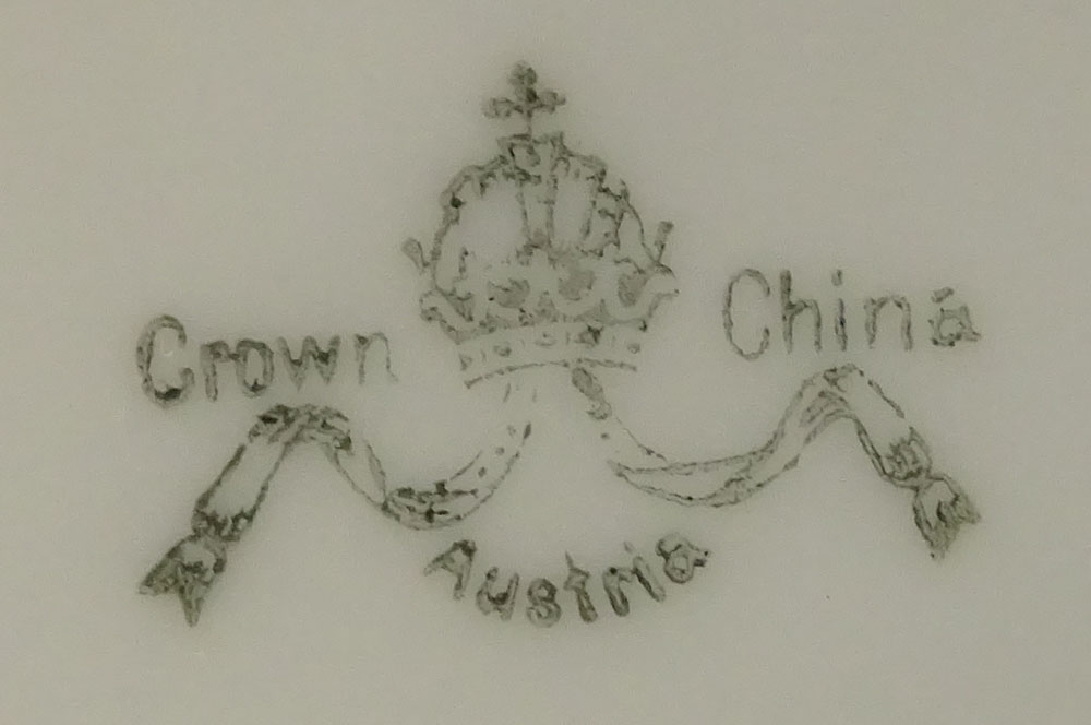 Pair of Antique Crown China Austria Hand Painted Porcelain Plates