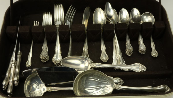 Sixty-One (61) Pieces  Westmorland George and Martha Sterling Silver Flatware