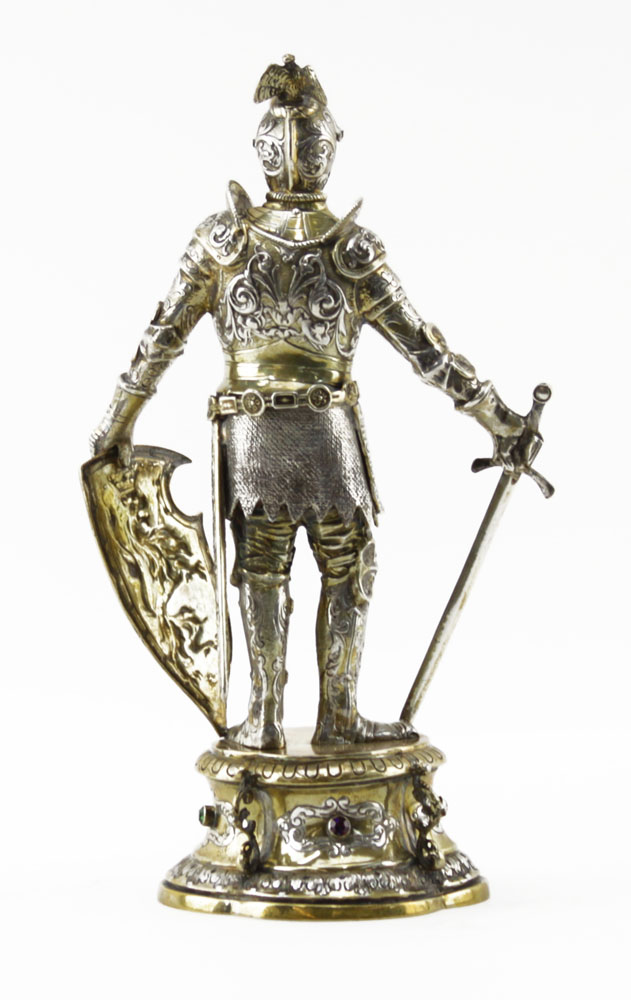 German 925 Silver Standing Knight Figure