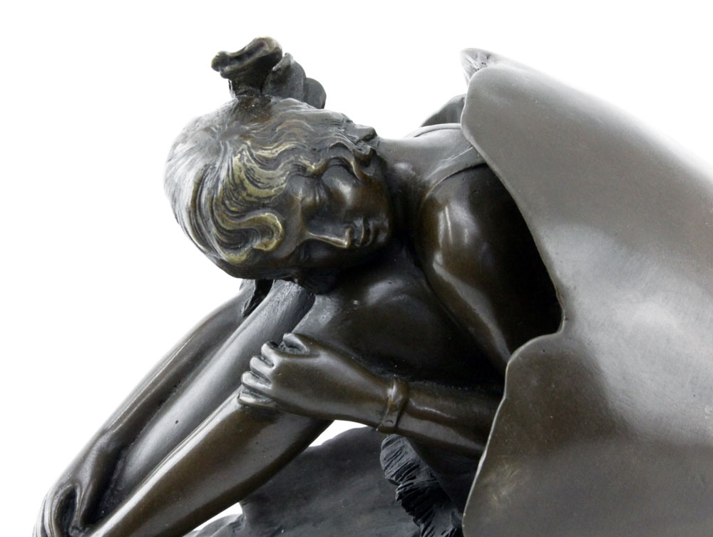 after: Bruno Zach, Ukraine (1891-1945) Art Nouveau Bronze Sculpture "Girl Emerging from Egg" on Marble Base