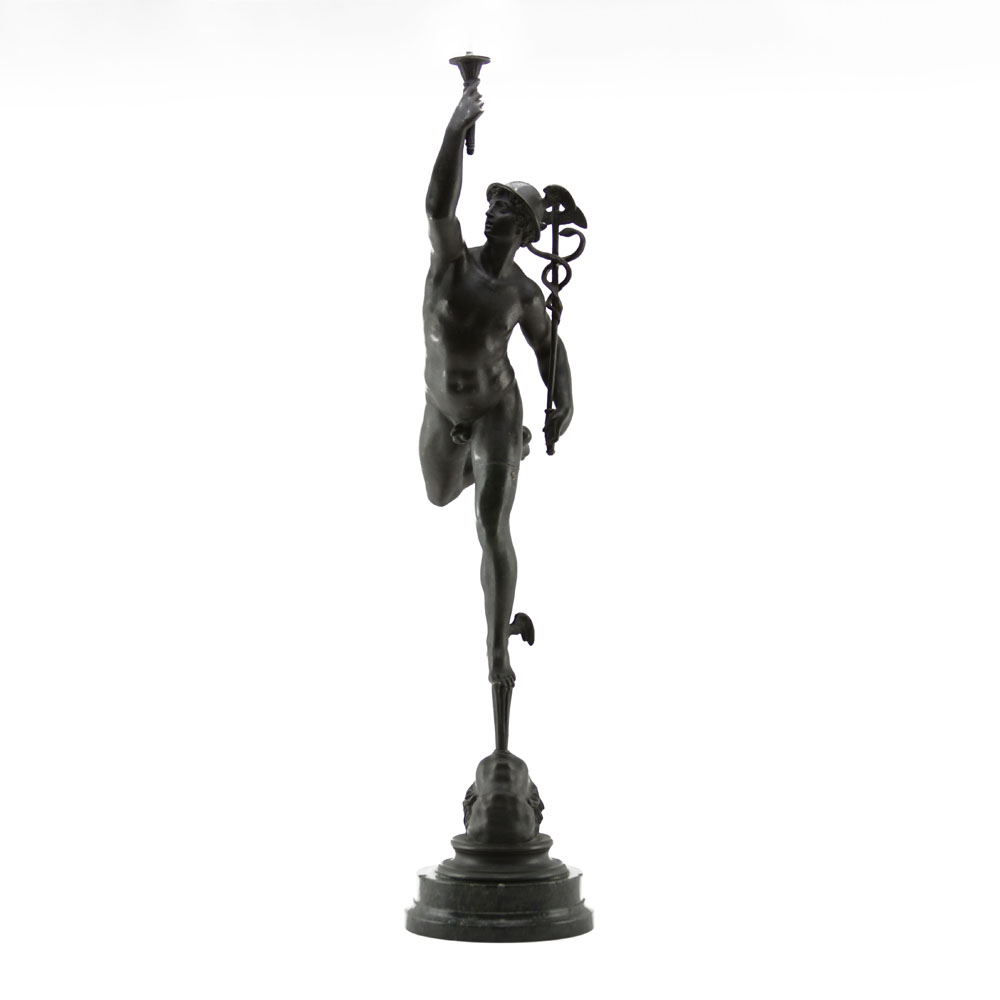Antique Bronze Figural "Mercury" Lamp