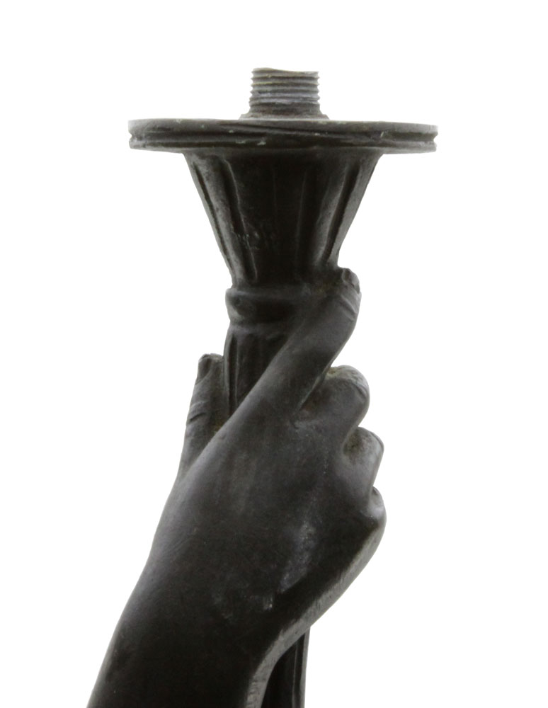 Antique Bronze Figural "Mercury" Lamp