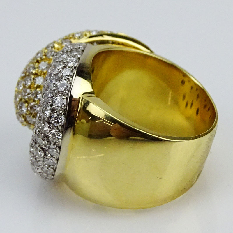 Carat Pave Set Diamond and 18 Karat Yellow Gold Ring.