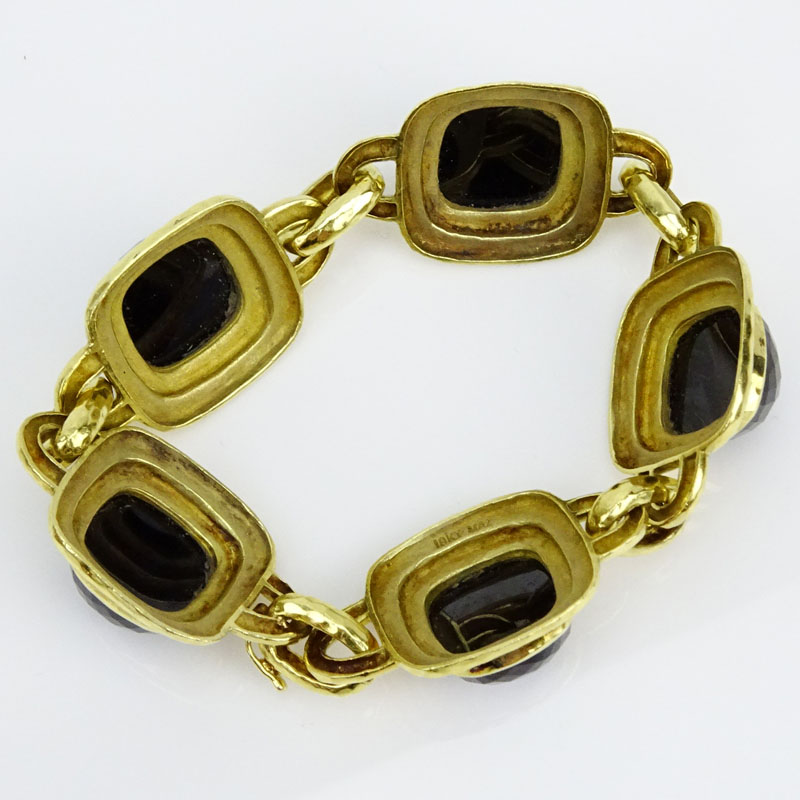 Lady's Vintage 18 Karat Yellow Gold and Black Onyx Bracelet