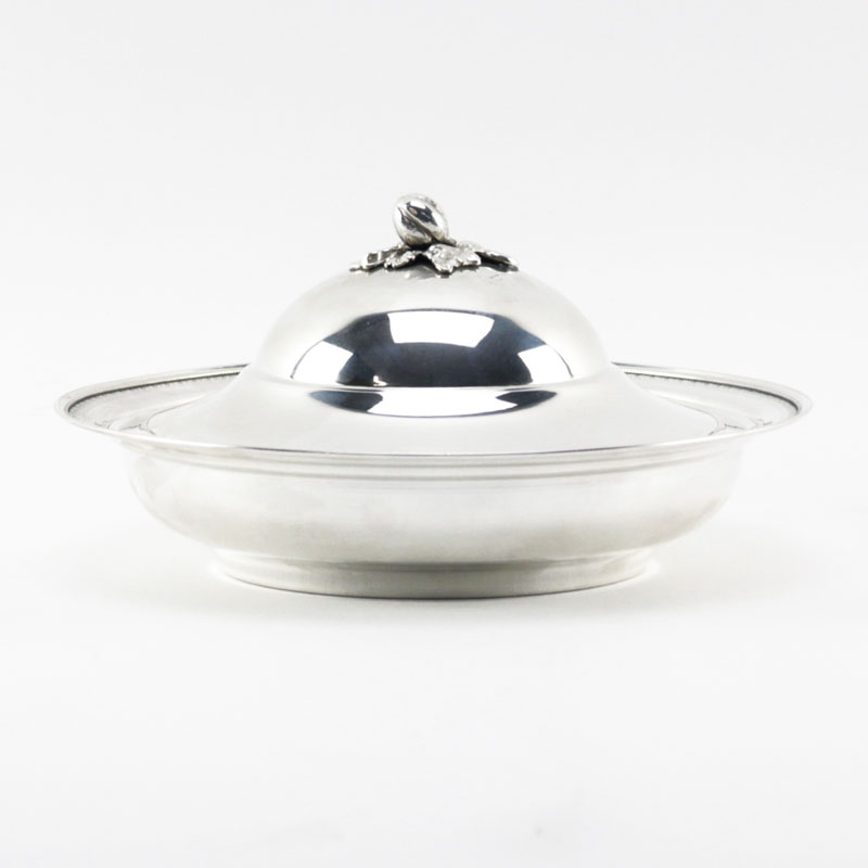 Fine Continental 900 Silver Covered Serving Dish with Finial Top