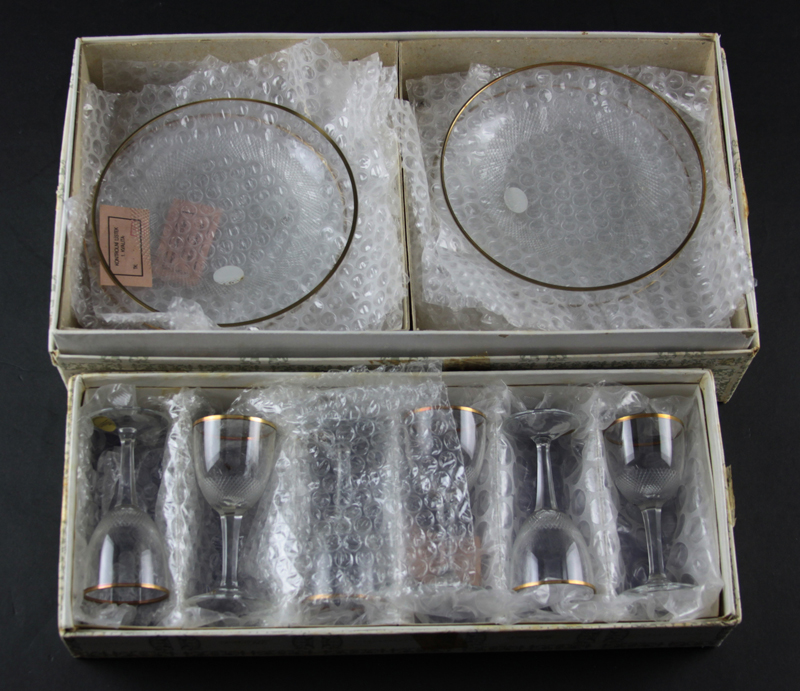 Grouping of Eighteen (18) Moser "Royal" Crystal Plates and Cordial Glasses